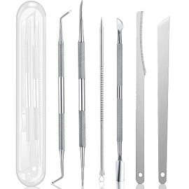 Kit de herramientas de pedicura para uñas encarnadas, 7 piezas, kit de manicura de uñas de acero inoxidable, tratamiento de cuidado de uñas para corrección de uñas, esmalte para alivio del dolor, color verdadero, juego de 7 piezas (color verdadero)