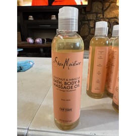 SheaMoisture Coconut & Hibiscus Bath, Body Massage Oil For Dull Skin 8oz