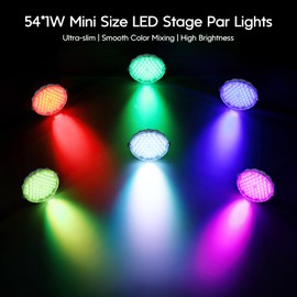Betopper 54x1W RGB LED Stage DJ Par Lights with Remote Control, 4 Pack