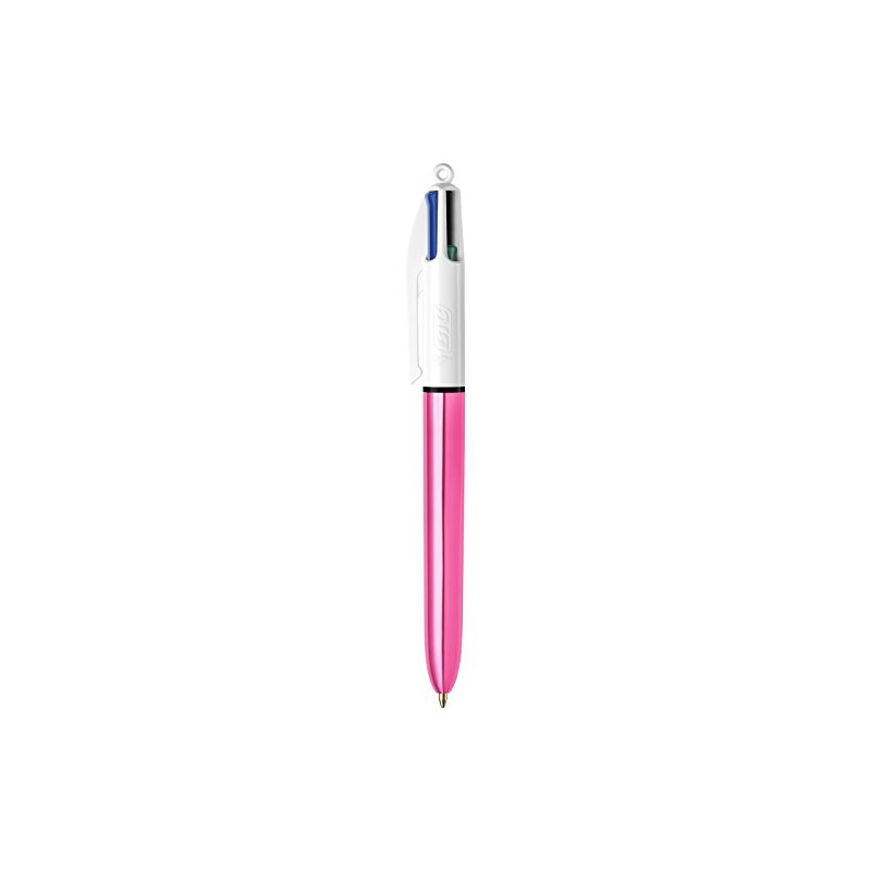 BIC 1 Ballpoint Pen 4 Colours Shine White / Pink