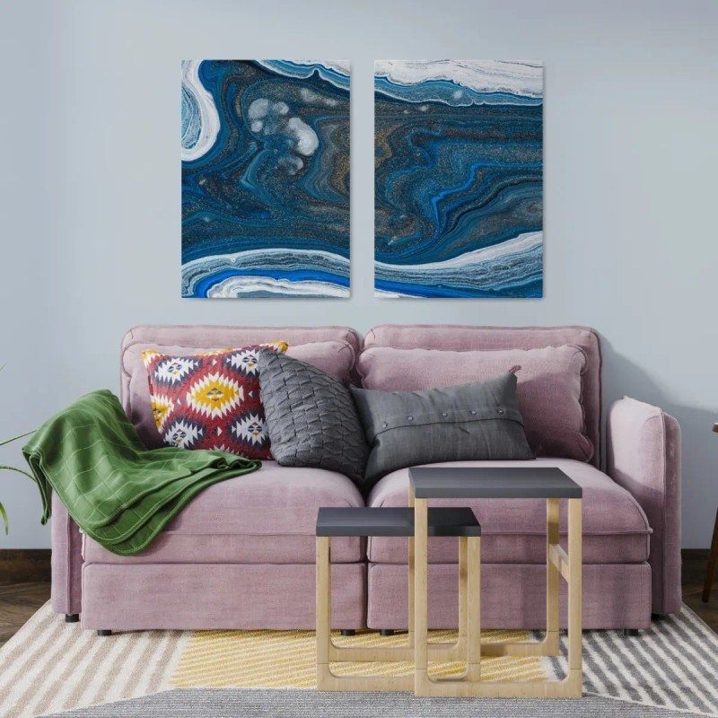 Set De Pinturas De Figuras Geometricas Canvas 3pz De 65x43cm