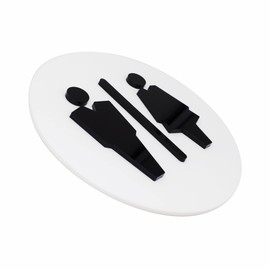 Sosenco Toilet Sign Made of Acrylic and Laminates - Toilets Door Sign Plastic Panels - Door Decoration - Sign (White/Black)