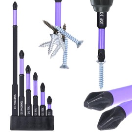 6PCS Magnetic Drill Bit Set Magnetic Screwdriver Bits Long Phillips Screwdriver Bits Alloy Steel Magnetic Phillips Bit, Anti-Slip and Shock-Proof Strong Magnetic Phillips Sets for Impact Drivers