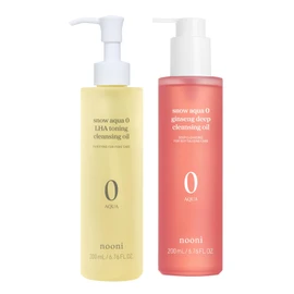 NOONI NOONI Korean Cleansing Oil DUO - Snow Aqua 0 LHA Toning Pore Care Korean Facial Oil Cleanser, 6.76 fl.oz + Korean Cleansing Oil - Snow Aqua 0 Ginseng Deep Cleansing Oil, 6.76 fl.oz (200 ml) Bundle
