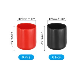 PATIKIL 26 mm Round Rubber End Caps, 12 Pack Vinyl Bolt Cover Caps Flexible Screw Thread Protectors for Metal Tubing Rod Bolts, Black-Red