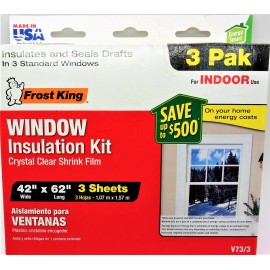 FROST KING WINDOW INSULATION KIT, INDOOR USE, 3 PACK - 42" x 62" STANDARD #V73/3