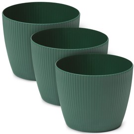 TULMERO Matte Flower Pot, Plastic Planter, Decorative Pot for Large Plants, 3 x Flower Pot Set, Flower Pot Herb Pot, (3 Pack) Avocado, Diameter 19 cm