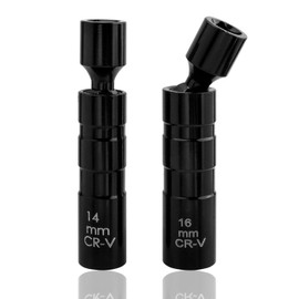 Bestgle 14mm and 16mm Spark Plug Socket Set Thin Wall Magnetic Spark Plug Socket 360° Swivel Rotating Joint 3/8" Drive 12 Point Spark Plug Socket Removal Tools for Motorcycles, Cars