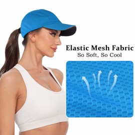 GADIEMKENSD Running Hat for Women Dry Fit Baseball Caps Lightweight Hiking Cap with Reflective Brim Breathabel Cooling Ponytail Hats for Golf Hiking Tennis Workout Gym Blue