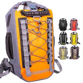 Rockagator Hydric 25L Waterproof Backpack - Heavy Duty Dry Bag with Roll-Top Closure for Outdoor Adventures, Floating River, Hunting, Hiking, Canoeing, Kayaking, Rafting or Beach - Sunset Orange