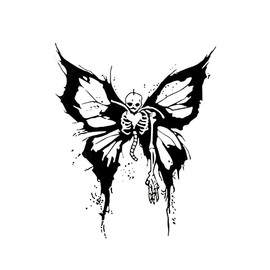 Offbeat Stickers 4” Butterfly Sticker Goth Skeleton Skull Dead Grim Reaper Fairy Faerie Moth Decal for Car Bumper Truck Window Laptop