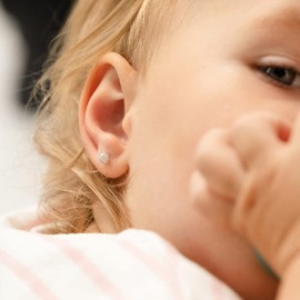 925 Sterling Silver Toddler's 4mm Clear Cubic Zirconia Burst Fireball Screw Back Earring Studs, All Time Favorite -Perfect for your Toddlers, Young Girls & Pre Teens