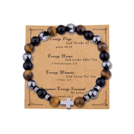 Christian Gifts for Men of God Cross Bracelet Religious Catholic Christmas Birthday Gifts for Him Christening Baptism First Communion Confirmation Gift Ideas Faith Bless Prayer Gift Rosary Bracelet