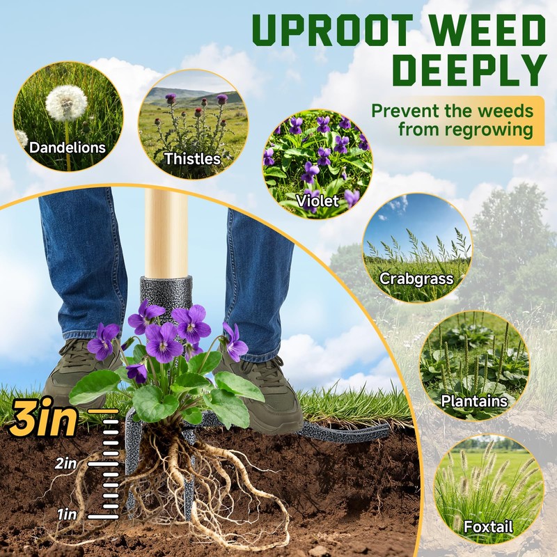 BellaJoyz Weed Puller Tool, Stand Up Heavy Duty Weed Remover