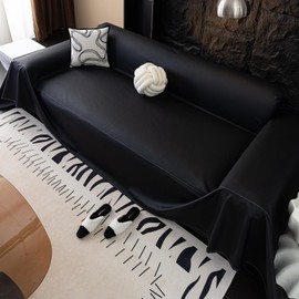 vctops Waterproof Thick PU Leather Sofa Covers for Sectional Sofa Luxury Couch Cover for Dogs Loveseat Covers Futon Cover L Shaped Cover Wipeable Couch Protector (Black,71"x102")