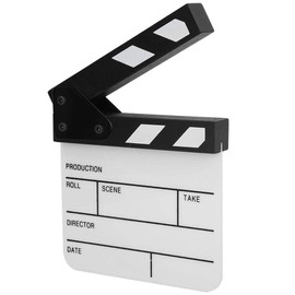 Acrylic Clapper Board, Director Scene Film Cut Prop Action Board with Whiteboard Pen for Shoot Props / Advertising / Home Decoration / Cosplay / Background (Black/White)