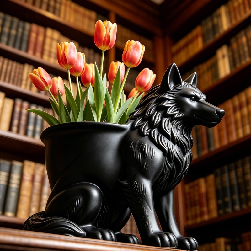 Black Wolf Flower Pot Silicone Resin Mold Animal DIY Making