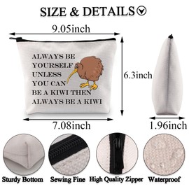 PLITI Kiwi Gifts New Zealand Bird Lovers Gift Always Be Yourself Unless You Can Be a Kiwi Funny Kiwi Bird Themed Makeup Bag (Be a kiwi bagU)
