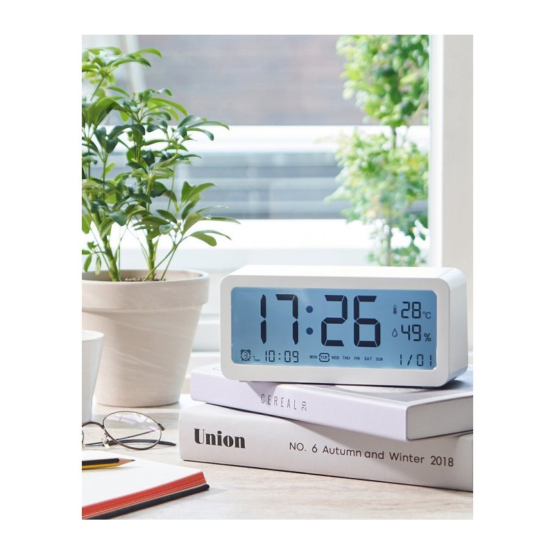 JAJU [JAJU] Large LCD Desk Clock with Temperature and Humidity