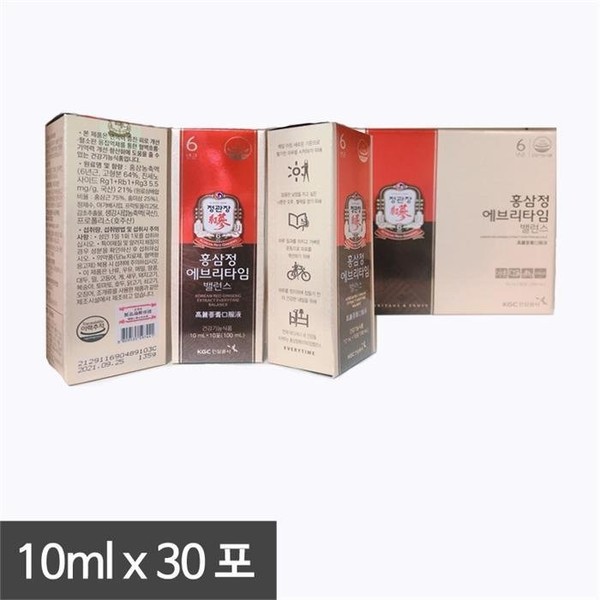 CheongKwanJang Red Ginseng Extract Everytime Balance 10ml x 30 packets JJ, 1 box / 정관장 홍삼정 에브리타임 밸런스 10ml x 30포 JJ, 1박스