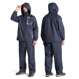 SWISSWELL Men's Rain Suit Golf Rain Gear for Men Waterproof Work Heavy Duty Rain Jacket and Pants Grey Large