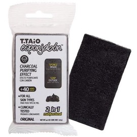 T.taio Esponjabon 2-in-1 Soap Infused Sponge - Charcoal, Glycerin & Aloe Vera - 1 Piece, 4.20 oz - Original Skincare Bath - Specification: Charcoal- Exfoliating