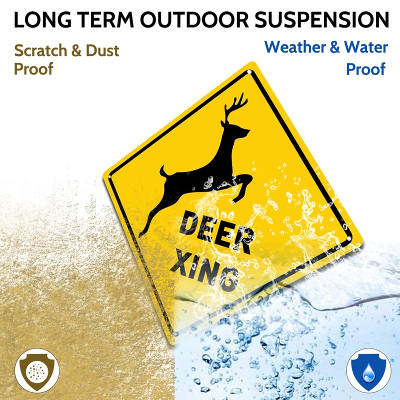 BTHUKO "Deer Xing" Crossing Sign, Animal Deer Crossing Aluminum Metal