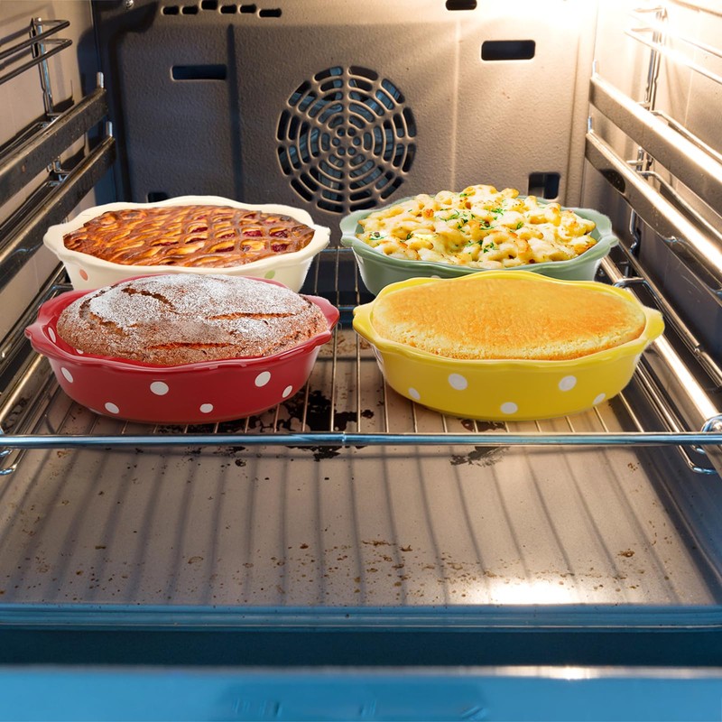 AVLA 4 Pack Ceramic Mini Pie Pans, 6 Inch Small