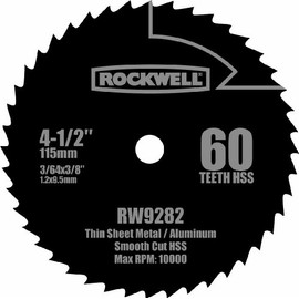 Rockwell RW9282 Hoja de sierra circular compacta de acero de alta velocidad 60T de 4 1/2 pulgadas