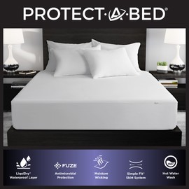 Protect-A-Bed Essential Mattress Protector King, Dust Mite Resistant, Noiseless and Odor-Resistant Mattress Cover, 100% Waterproof Top, Machine Washable, Fits 11"-18" Mattresses