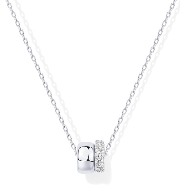 Krstudent 14K Gold Plated Cubic Zirconia Rondelle Pendant Necklace for