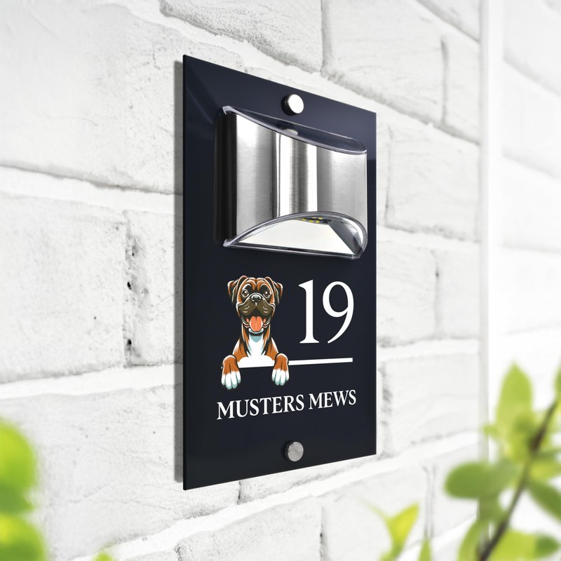 Custom Signs Solar Illuminated Modern Anthracite House Number Sign 24cm