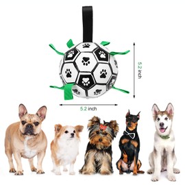 Dog Toys Soccer Ball with Interactive Pulling Tabs, Dog Toys for Tug of War, Puppy Birthday Gifts, Dog Tug Toy, Dog Water Toy, Durable Dog Balls for Bernese Mountain Dog and Other Large Working Dogs
