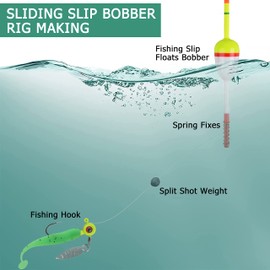 Wood Slip Bobbers Fishing Floats and Bobbers Spring Oval Stick Slip Bobbers for Crappie Panfish Trout Bass Fishing Tackle Accessories