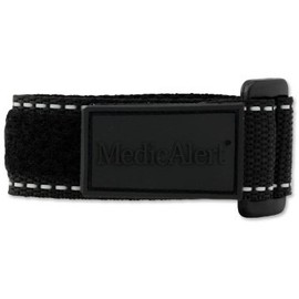 MEDICALERT Reflective Band Medical ID Bracelet for Men and Women w/24-7 Emergency Health Record - Black - Medium