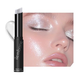 Shimmer Stick for Eyes, Lips, Face and Body Cream Highlight Eyeshadow, Multi-Use Diamond Like Shine, Moisturizing Formula Sheer Finish, Silver Undertone Frost Beam