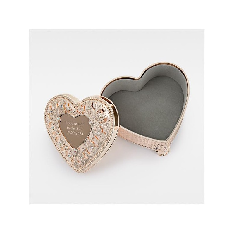 THINGS REMEMBERED Engraved Gold Heart Anastasia Clover Jewelry Box (Free