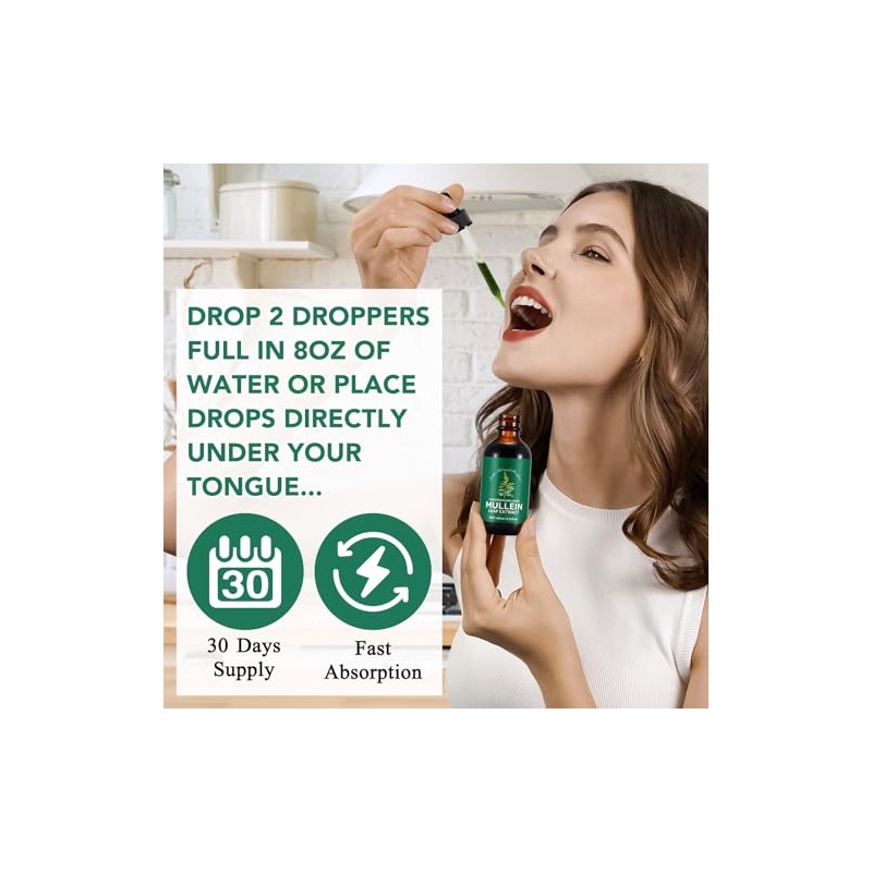 Mullein Leaf Extract for Lungs,60ML Premium Mullein Leaf Extract Drops