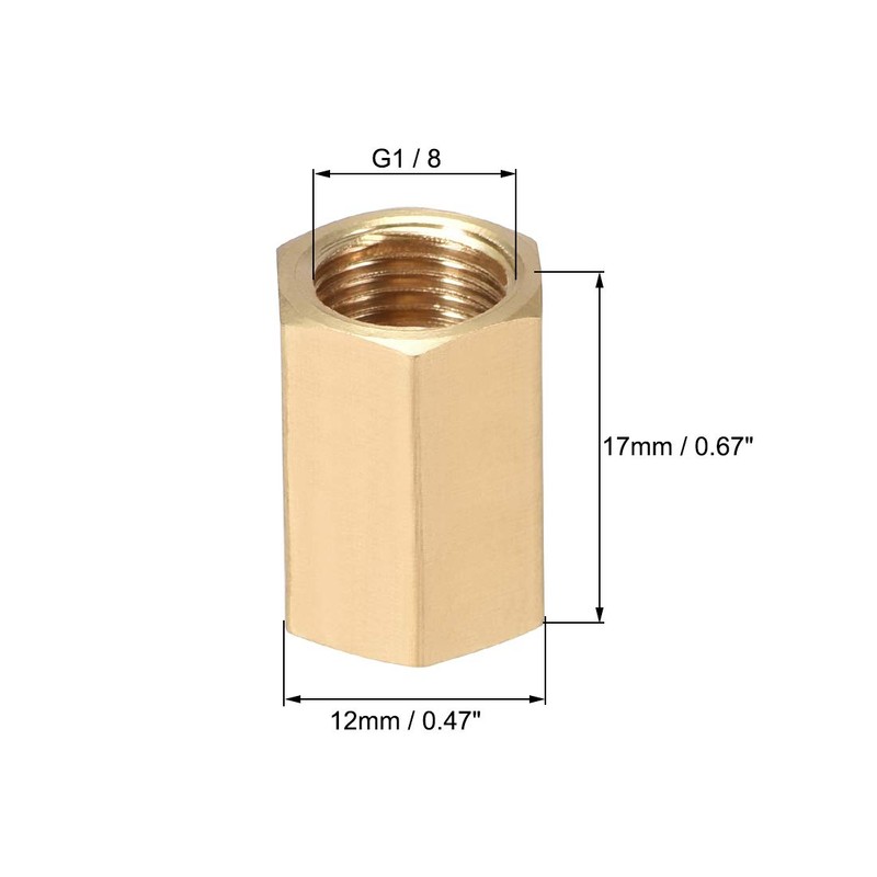 sourcing map Brass Pipe Fitting Connector Straight Hex Nipple Coupler