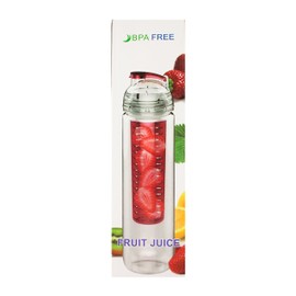 Emartbuy Fruit Infuser Water Bottle with Extra-Long Infuser for Maximum Flavour 900ml Leak Proof BPA-Free Sports Bottle - Clear/Yellow