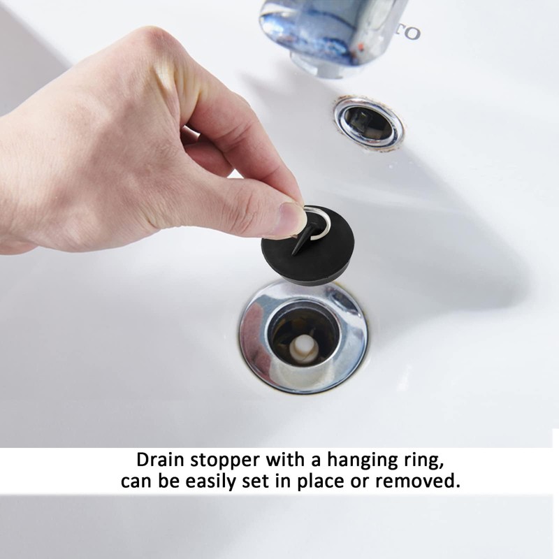 4 Pcs Sink Plug, Rubber Bath Plugs, Black Drain Stopper