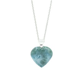 GemInspire Natural Larimar Heart Pendant Necklace, Gemstone Necklace, Heart Crystal Necklace, Lightweight, Party Wear, 925 Silver 16+2 inch Adjustable Chain, Gift for Her