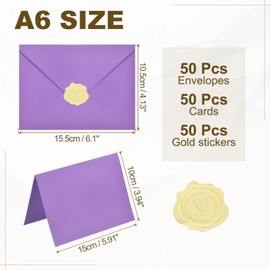 PATIKIL Envelopes Letter Set of 50 6.1 x 4.1 inches (15.5 x 10.5 cm) Envelopes Blank Cards with Gold Stickers A6 Paper Stylish Greeting Cards Invitations Congratulations Christmas Birthday Fishing