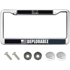 American Flag Deplorable Stylish License Plate Frame Badge of Honor Metal License Plate Frame with Screws Washers Caps
