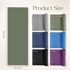 6 Pcs 26"x73" Hot Yoga Mat Towel Pack Non-Slip Yoga Mat Gym Sweat Absorbent Microfiber Towel for Pilates Workout Women Men (Black,Gray,Green,Purple,RoyalBlue,Dark Blue)