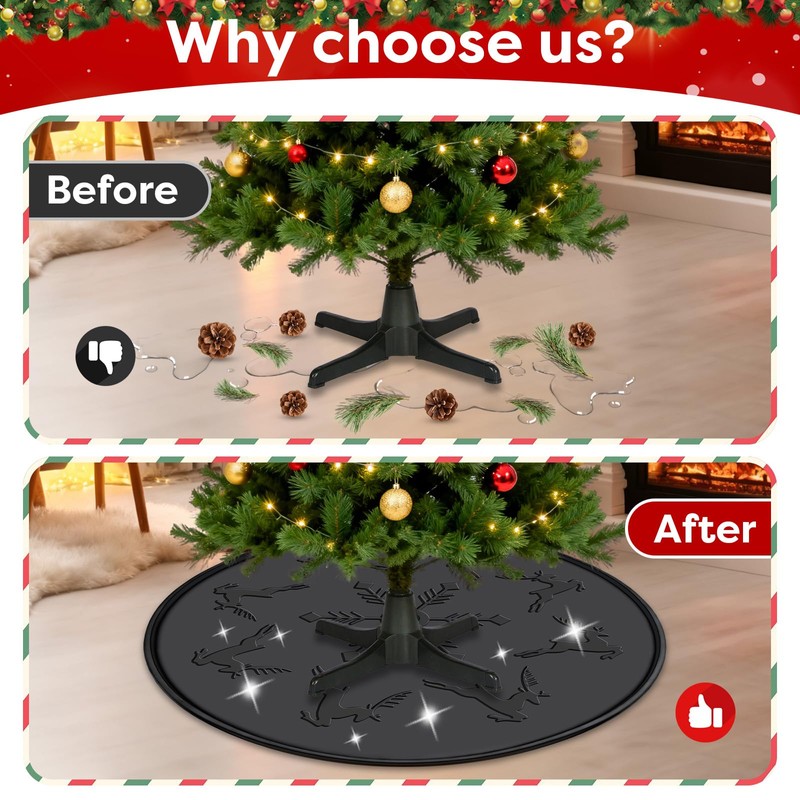 Silicone Christmas Tree Mat, Waterproof Christmas Tree Floor Protector Heavy