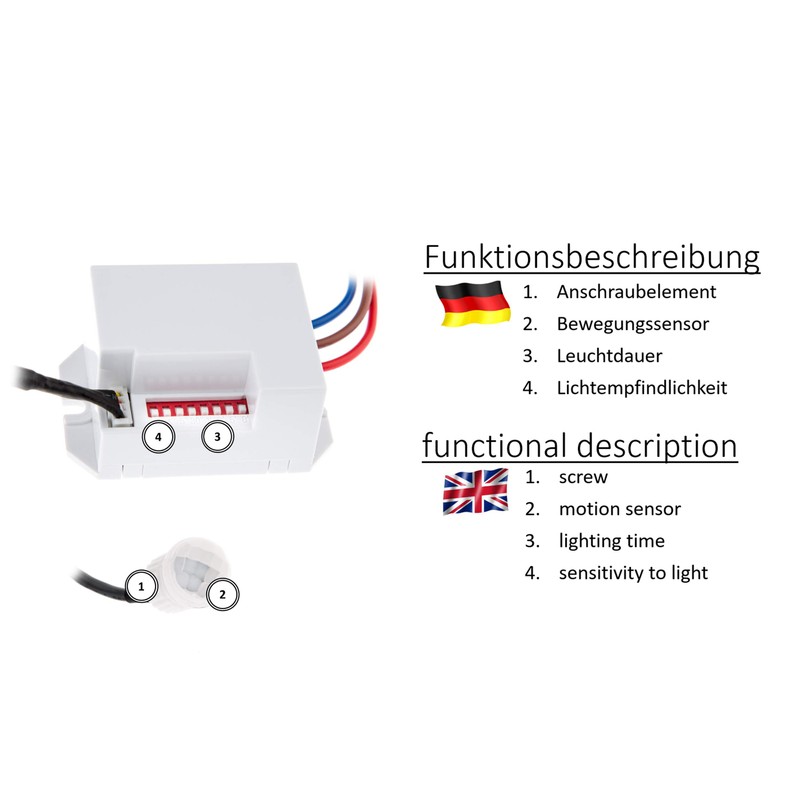 Huber Motion, 180° Motion Detector, White, Fitted, Concealed, Energy Efficient,
