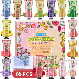 16 Pack Hand Cream Set, Stocking Stuffers for Women, Bridesmaid Gifts, Bulk Hand Lotion Travel Size for Dry Cracked Hands, Mini Hand Lotion for Thank You Gifts and Christmas Gifts with a Greeting Card