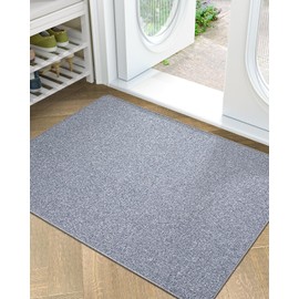 LUMI Large Indoor Door Mat, 32"x47" Non Slip Rubber Backing Entrance Mat, Easy Clean Low Profile Ultra Thin Entryway Mat for Inside House, Patio, Light Grey