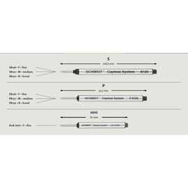 Schmidt: Medium Capless P8127 Rollerball Refill, Black Ink, Pack of 2.